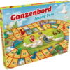 de doos van het familie bordspel Ganzenbord vanuit een linkerhoek