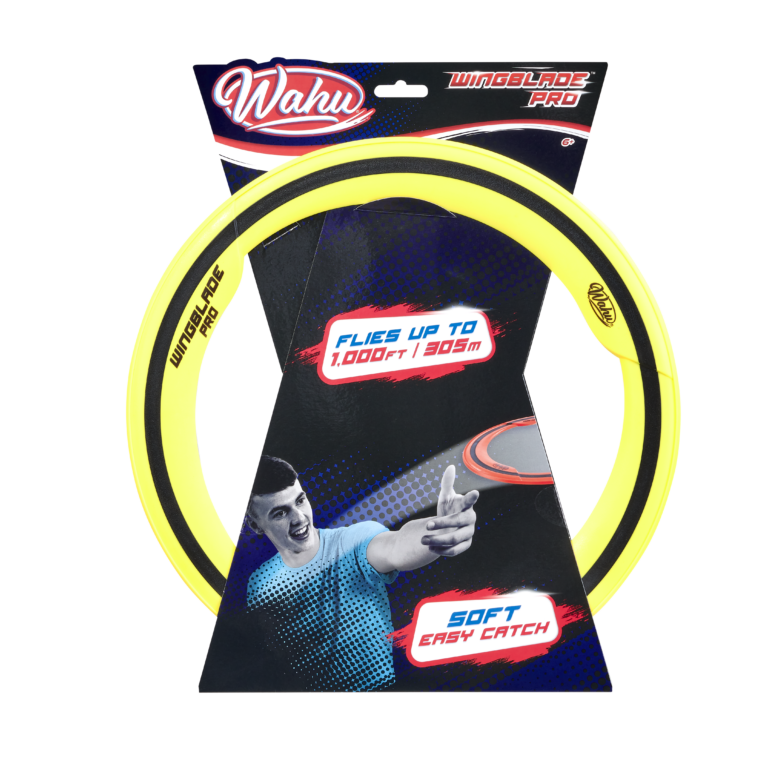 De voorkant van de verpakking van de Wahu WingBlade Geel