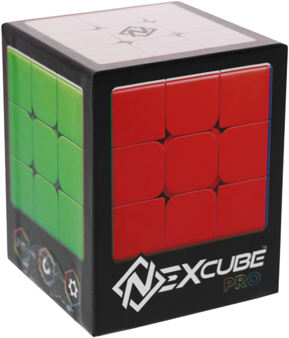 De doos van de breinbreker puzzel Nexcube 3x3 Pro Cube vanuit een linkerhoek