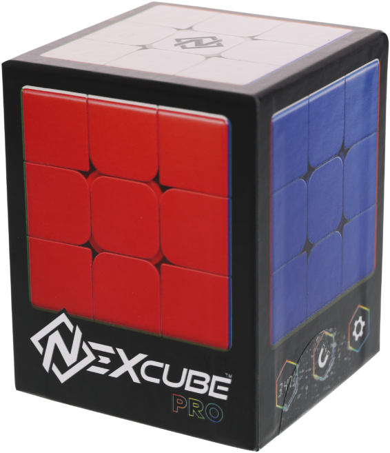 De doos van de supersonische speedcube Nexcube 3x3 Pro Cube vanuit een rechterhoek