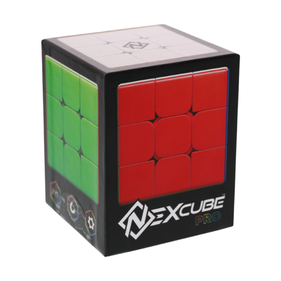 De doos van de breinbreker puzzel Nexcube 3x3 Pro Cube vanuit een linkerhoek