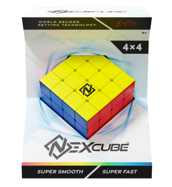 De voorkant van de verpakking van de speedcube Nexcube 4x4