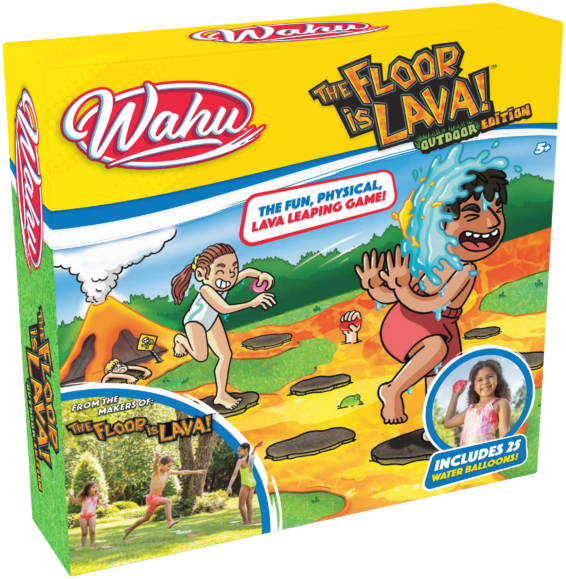 de doos van het outdoor actiespel The Floor Is Lava Outdoor vanuit een linkerhoek