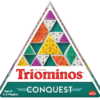 De voorkant van de doos van het strategiespel Triominos Conquest
