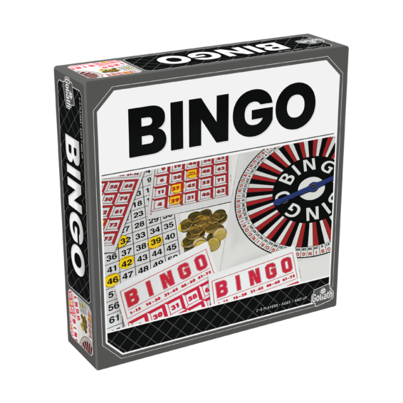 De doos van het klassieke Bingo spel vanuit een linkerhoek