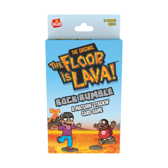 De voorkant van de verpakking van het kaartspel voor kinderen De Vloer Is Lava Kaartspel