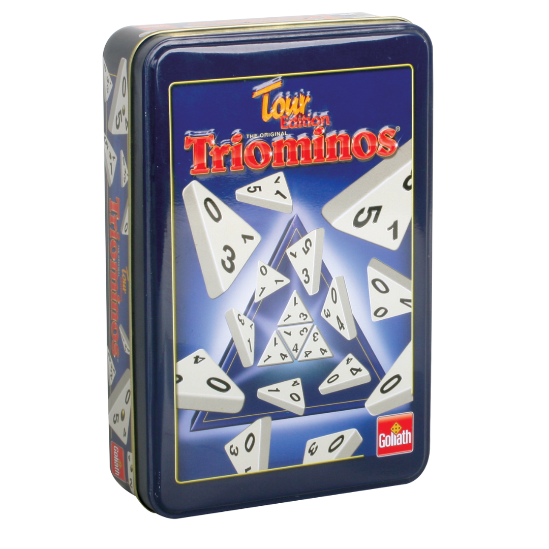 De doos van het strategische tegelspel Triominos Deluxe