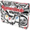 De doos van het strategiespel Rummikub Graffiti vanuit een rechterhoek
