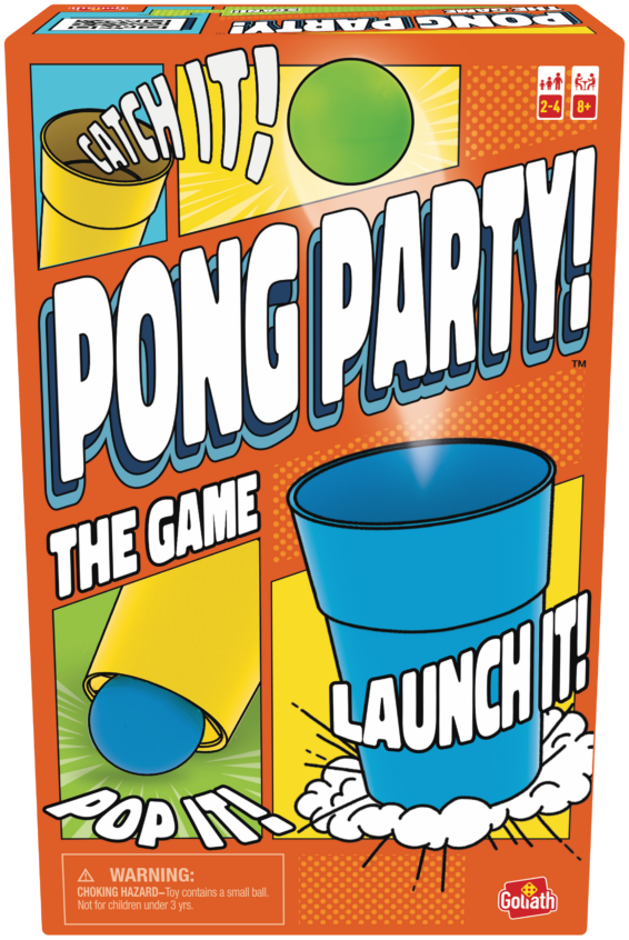 De voorkant van de doos van het gezellige partyspel Pong Party