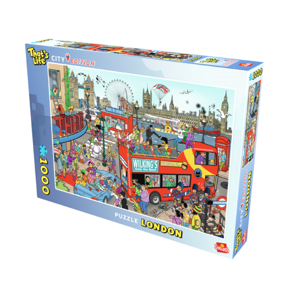De doos van de puzzel That's Life City Edition London vanuit een rechterhoek