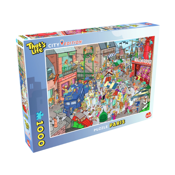 De doos van de puzzel That's Life City Edition Paris vanuit een linkerhoek