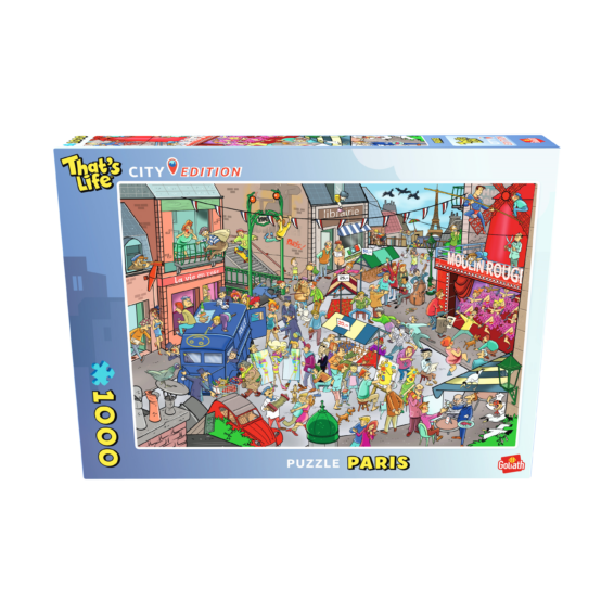 De voorkant van de doos van de That's Life City Edition Paris puzzel