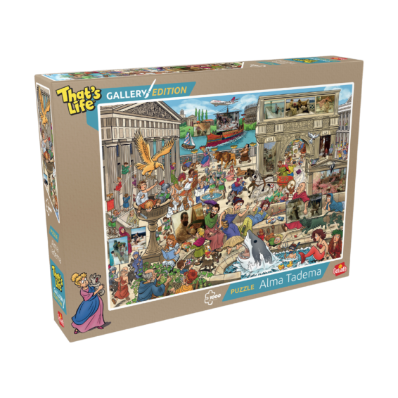 De doos van de puzzel That's Life Gallery Edition Alma Tadema vanuit een linkerhoek
