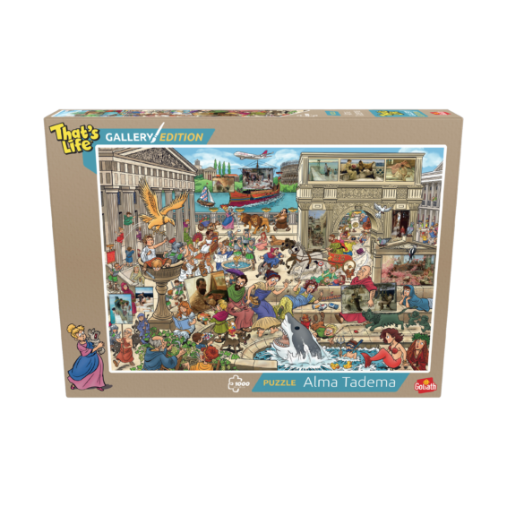 De voorkant van de doos van de puzzel That's Life Gallery Edition Alma Tadema