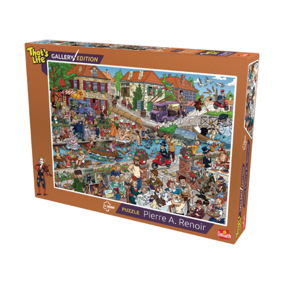 De doos van de puzzel That's Life Gallery Edition Pierre Auguste Renoir vanuit een rechterhoek