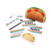 De inhoud van de doos van het partyspel Let's Taco Bout It