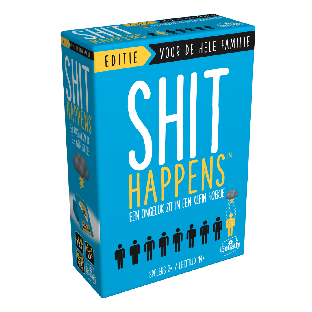 De doos van het hilarische spel Shit Happens Familie Editie