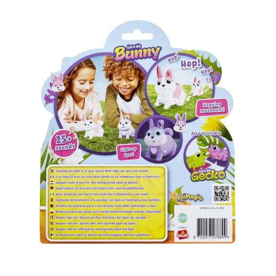 De achterkant van de verpakking van de Let's Go Bunny Paars