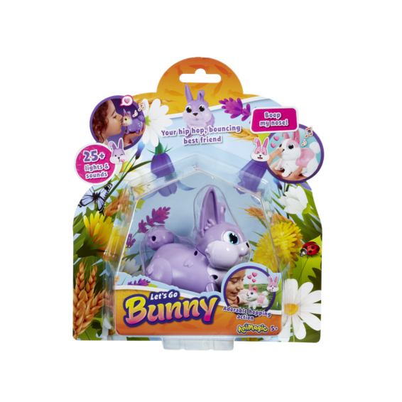 De voorkant van de verpakking van de Let's Go Bunny Paars