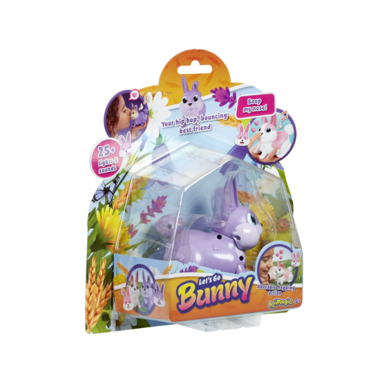 De verpakking van de Let's Go Bunny vanuit een linkerhoek