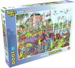 De doos van de That's Life City Edition Istanbul Puzzel vanuit een linkerhoek