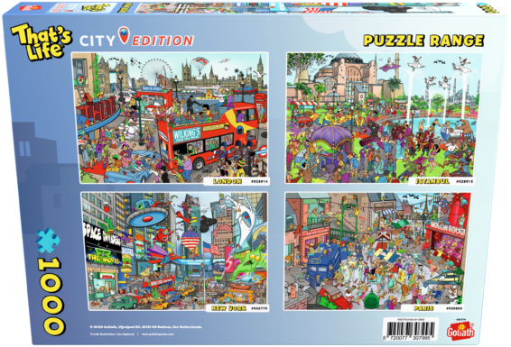 De achterkant van de doos van de That's Life City Edition New York puzzel