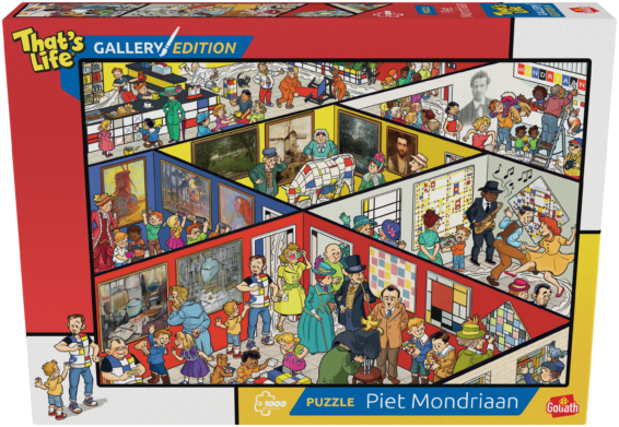 De voorkant van de doos van de That's Life Gallery Edition Piet Mondriaan