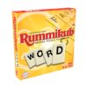 De doos van het bordspel Rummikub Word vanuit een linkerhoek