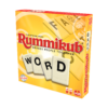 De doos van Rummikub Word vanuit een rechterhoek