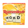 De voorkant van de doos van het familiespel Rummikub Word