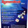 De achterkant van de doos van het strategische bordspel Rummikub Dice