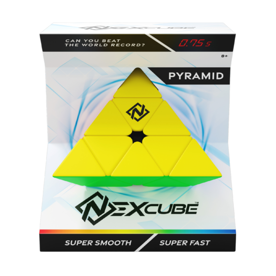 De voorkant van de doos van de Nexcube Pyramid