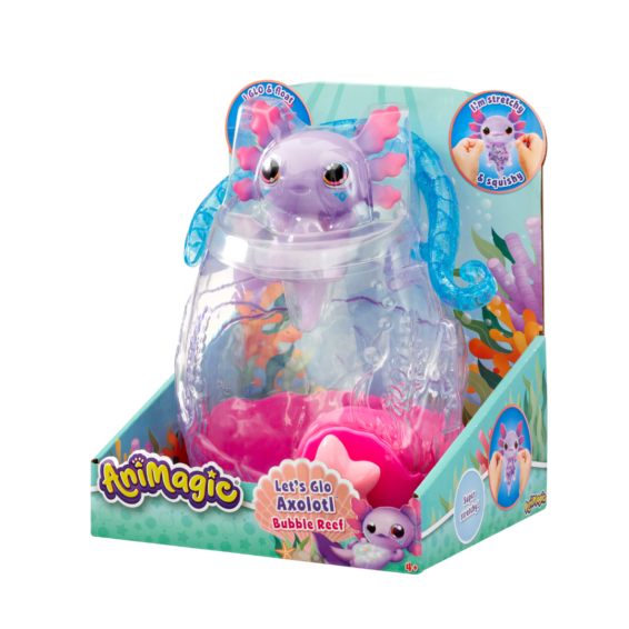 De doos van Let's Glo Axolotl Aquarium vanuit een rechterhoek