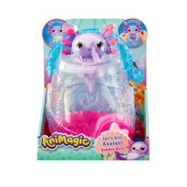 De voorkant van de doos van de Let's Glo Axolotl Aquarium