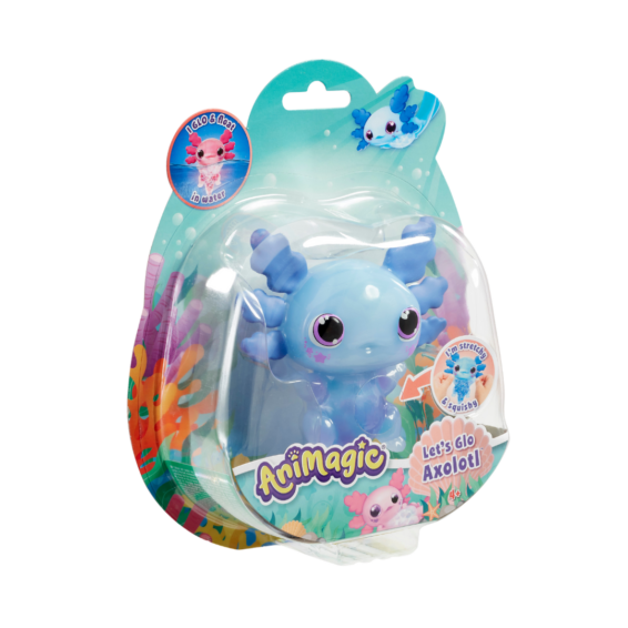 De doos van de Let's Glo Axolotl Blauw vanuit een linkerhoek