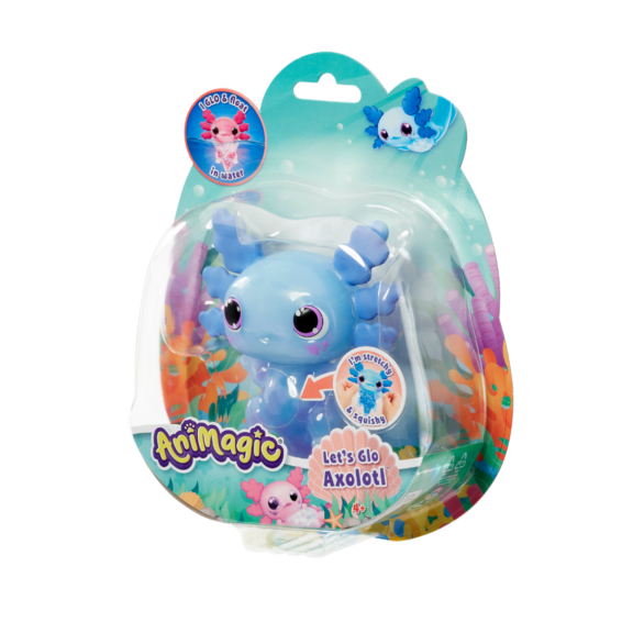 De doos van de Let's Glo Axolotl Blauw vanuit een rechterhoek