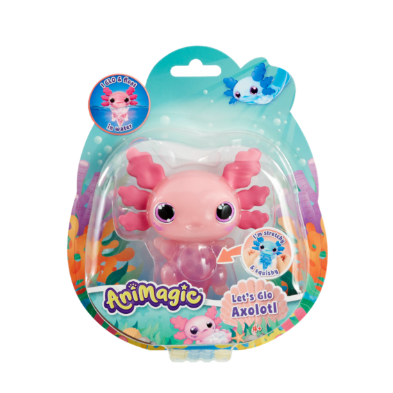 De voorkant van de doos van de Let's Glo Axolotl Roze
