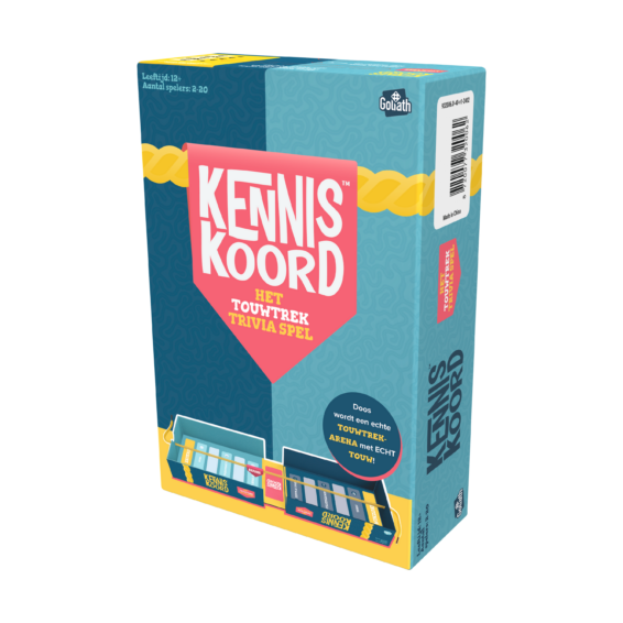 De doos van het spel KennisKoord vanuit een rechterhoek