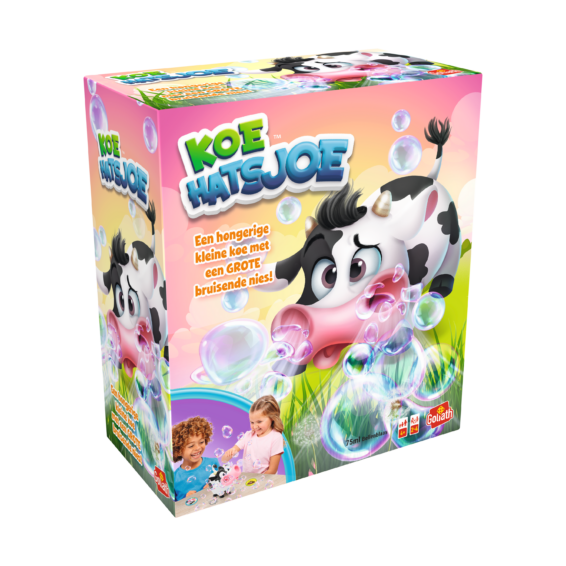De doos van het kinderspel Koe Hatsjoe vanuit een linkerhoek