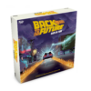 De doos van het spannende bordspel Back to the Future Back in Time vanuit een linkerhoek