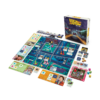 De doos en de inhoud van het bordspel Back to the Future Back in Time
