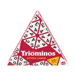 De voorkant van de doos van het strategische spel Triominos Extra Large