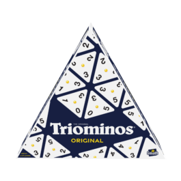 De voorkant van de doos van het strategische bordspel Triominos Orginal
