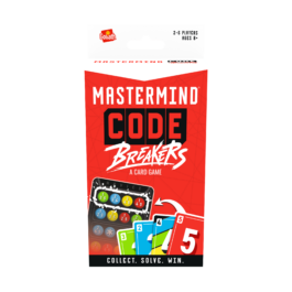 De voorkant van de doos van het strategische kaartspel Mastermind Code Breakers