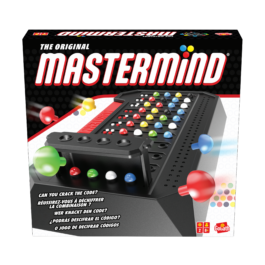 De voorkant van de doos van het bekende bordspel Mastermind Classic