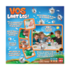 De achterkant van de doos van het kinderspel Vos Laat Los
