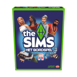 De voorkant van de doos van het bordspel the Sims het Bordspel