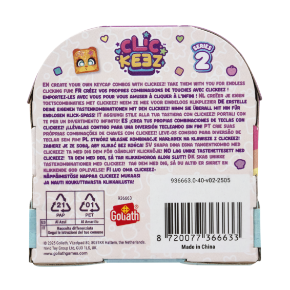 De achterkant van de doos van de Clickeez Series 2 - 2 Pack