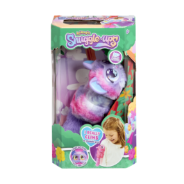 Doos Snuggleups Paars Voorkant De voorkant van de doos van het paarse diertje Animagic Snuggleups Paars