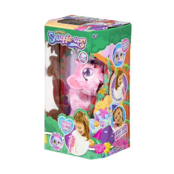 Doos Snuggleups Roze Rechterhoek De doos van het roze diertje Animagic Snuggleups Roze vanuit een rechterhoek